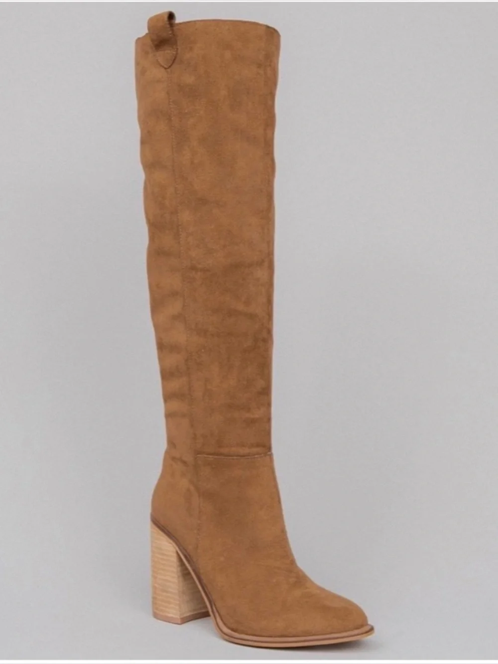 Mi.Im The Saint Handmade Suede Block Heel Tall Boots - Brown